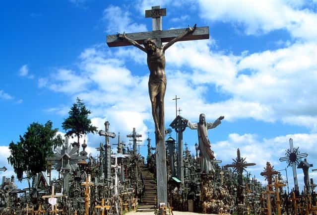 A crucifix at Hill of Crosses, where many believe miracles can happen. (Photo by Richard Gardner/Rex USA)
