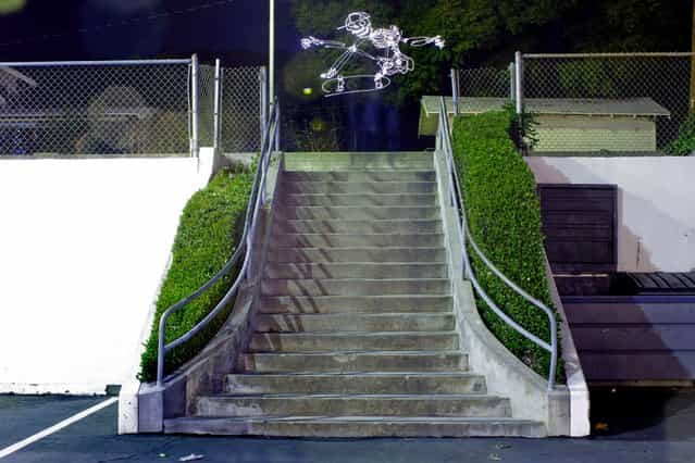 A light skateboarder jumping a set of stairs. (Photo by Darren Pearson/Caters News)