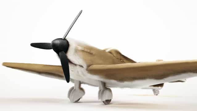 Spitfire camoflaged as a Beagle. The intricate 3D drawings re-imagine key aspects from each plane into recognizable dog features. (BNPS)